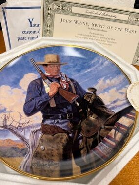 John Wayne - The Franklin Mint - Collectors Plate - 24k Gold - Robert Tanenbaum